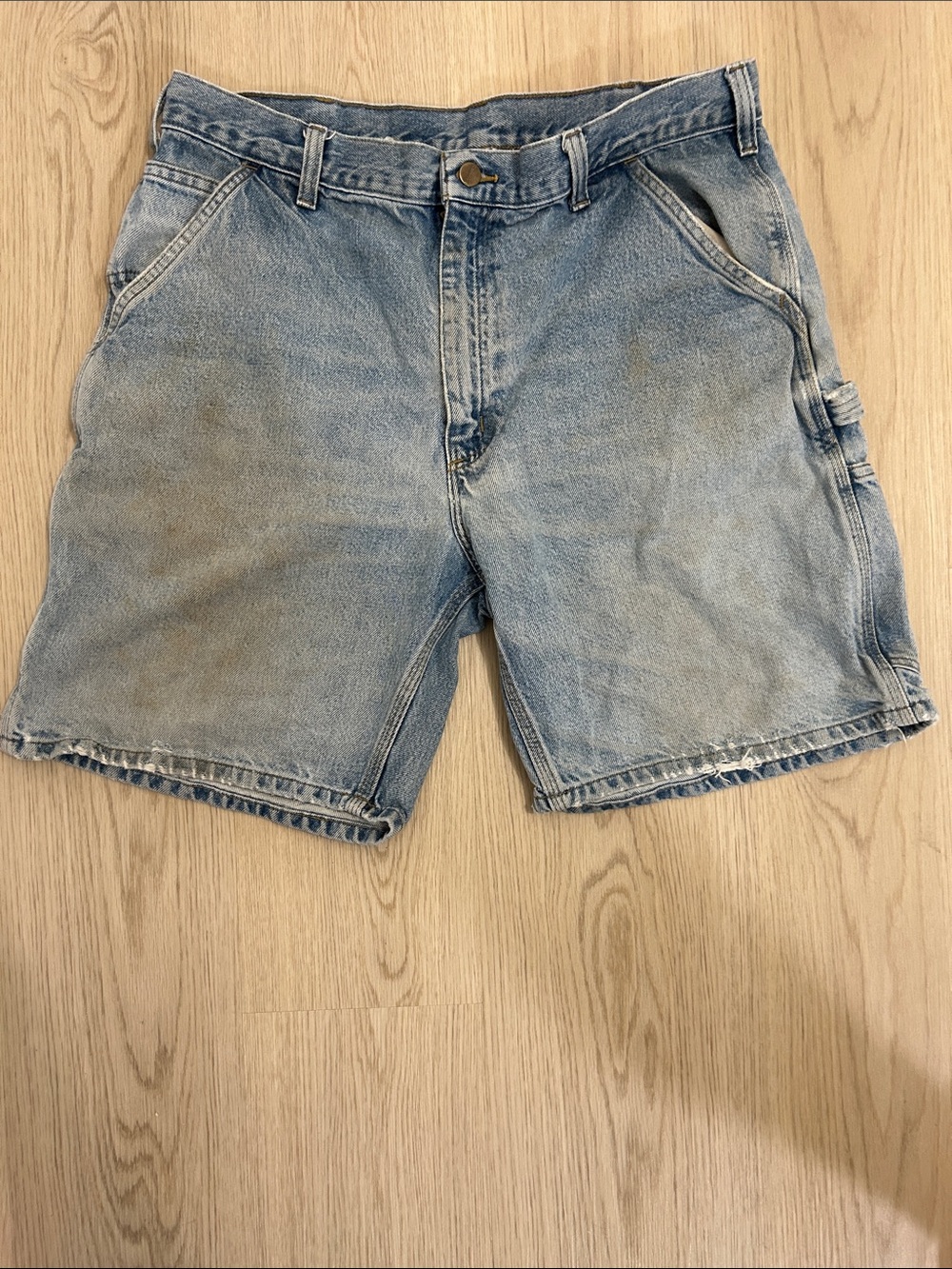 Vintage Carhartt Light Blue Denim Cargo Shorts size 36